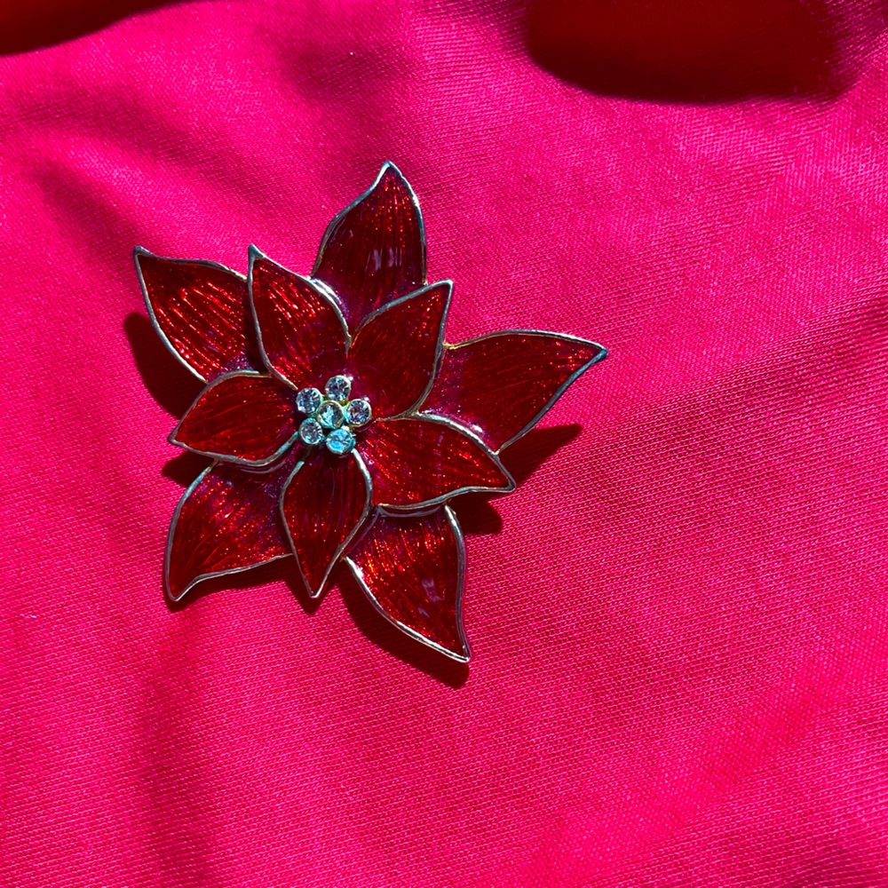 Vintage red flower elsanir ice cream brooch